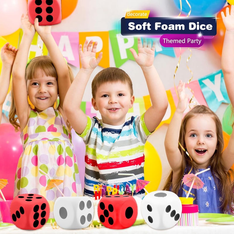 Cotiny 2 Pieces 6 Inches Large Foam Dice Set Giant Foam Dice Soft Dot Dice Toy for Family Educational Toys Parent Child Board Games Nights Casino Themed Party Decoration (Color Set 7) - Image 5